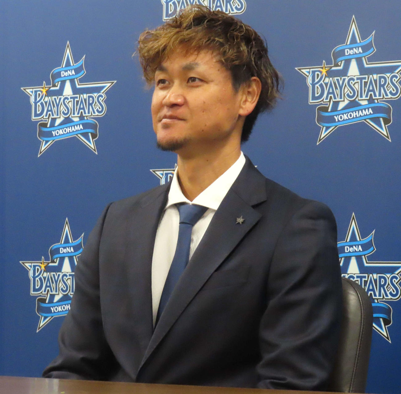 契約更改交渉に臨んだDeNA大和（撮影・黒須亮）