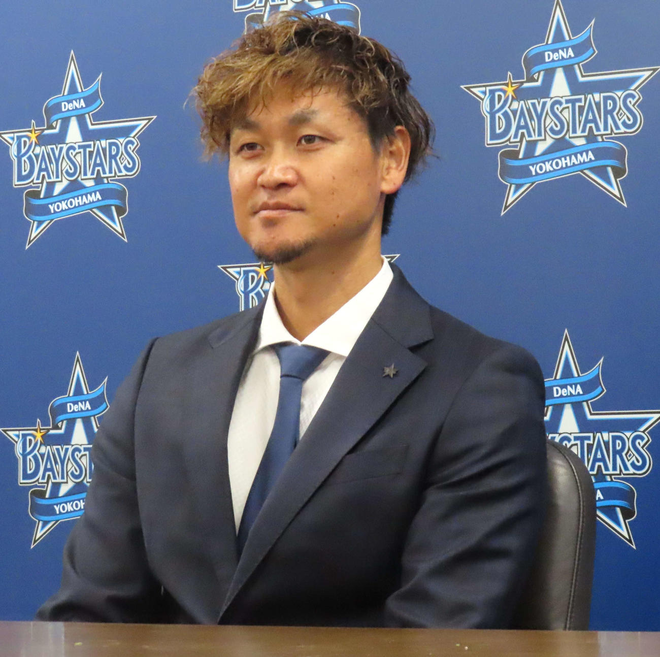 契約更改交渉に臨んだDeNA大和（撮影・黒須亮）