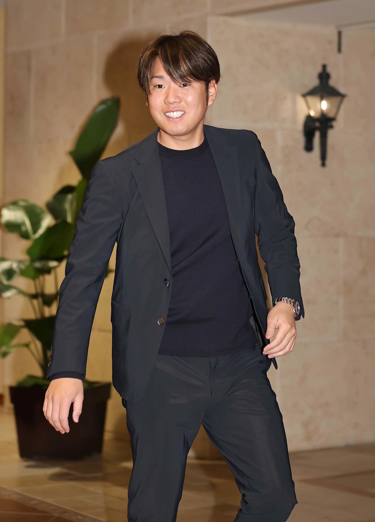 SSKプロスタッフ会議に出席した阪神西勇（撮影・上田博志）