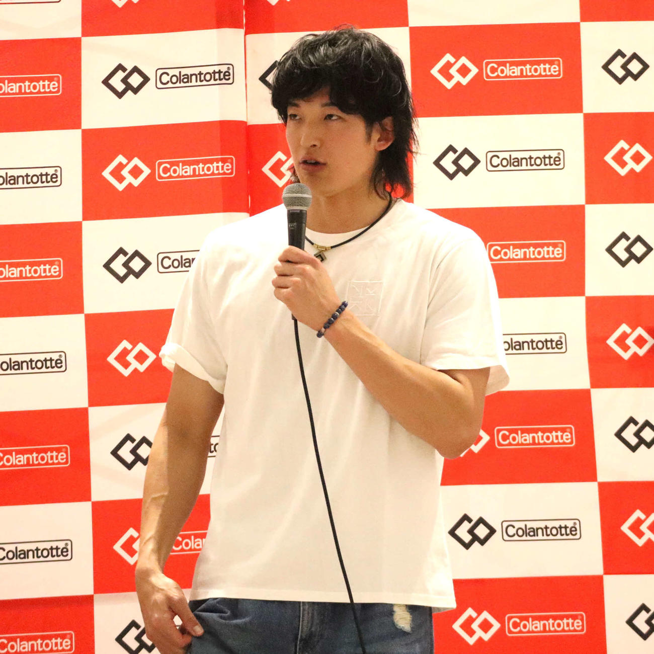 トークショーに出席したオリックス山崎颯（撮影・村松万里子）