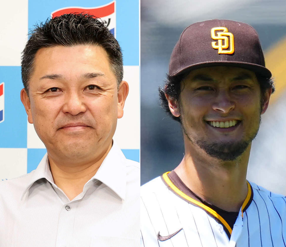 谷繁元信氏（左）とダルビッシュ有
