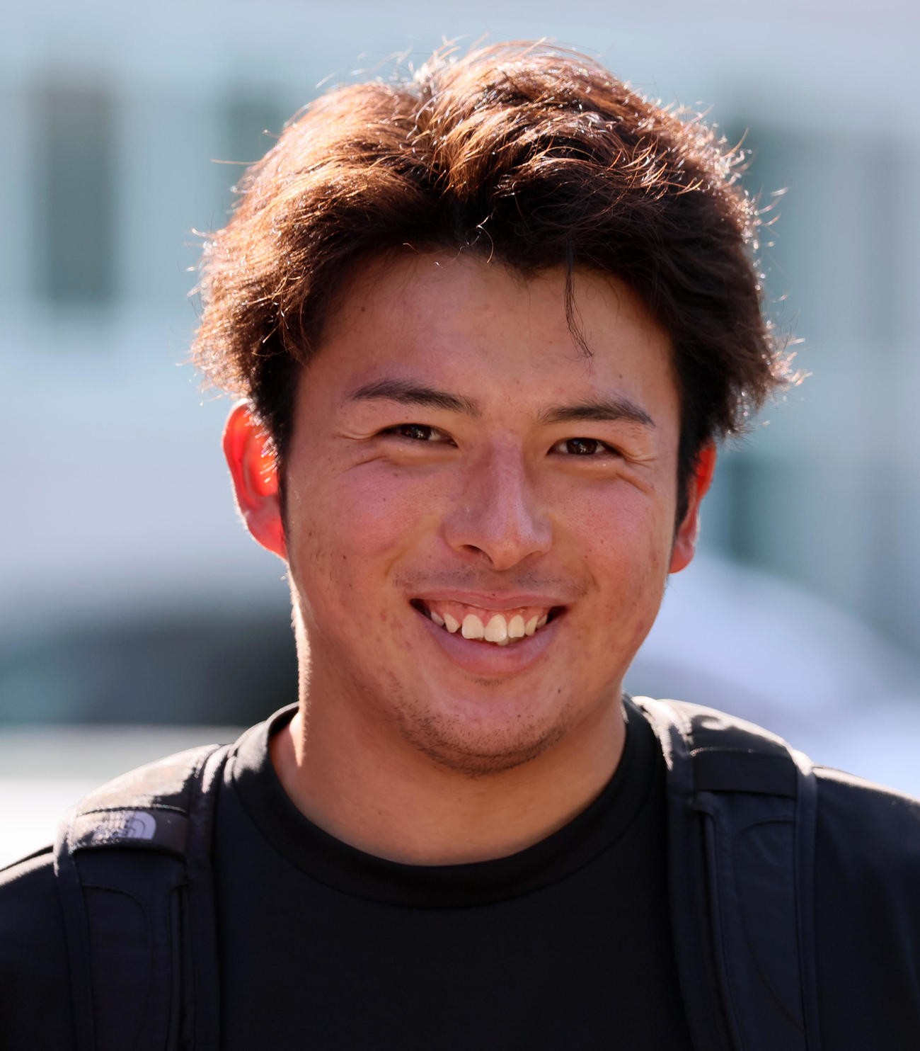 笑顔を見せる椎葉（撮影・加藤哉）