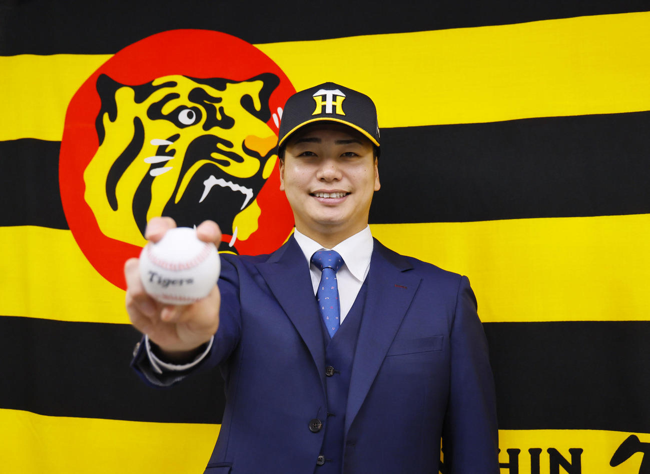 現役ドラフトで阪神に入団した漆原（撮影・藤尾明華）