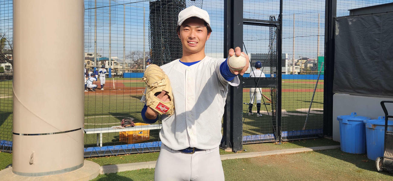 練習納めを行い、来年に向け抱負を語った駒大の東田（撮影・保坂淑子）