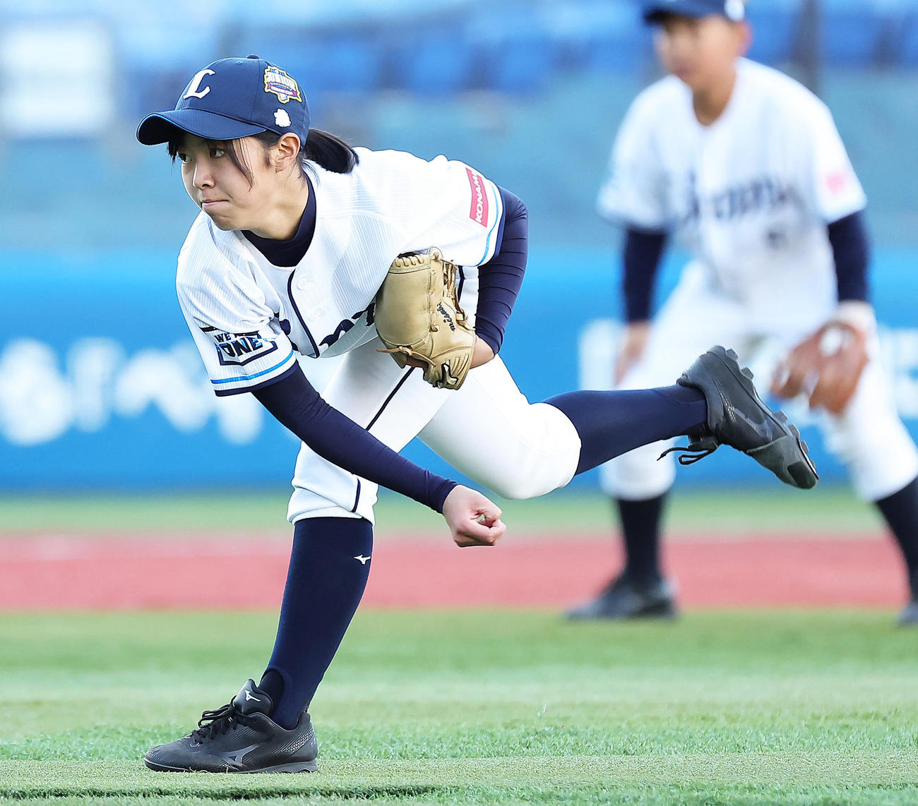 西武ジュニア対日本ハムシュニア　5回裏から登板した西武ジュニア清水（撮影・足立雅史）