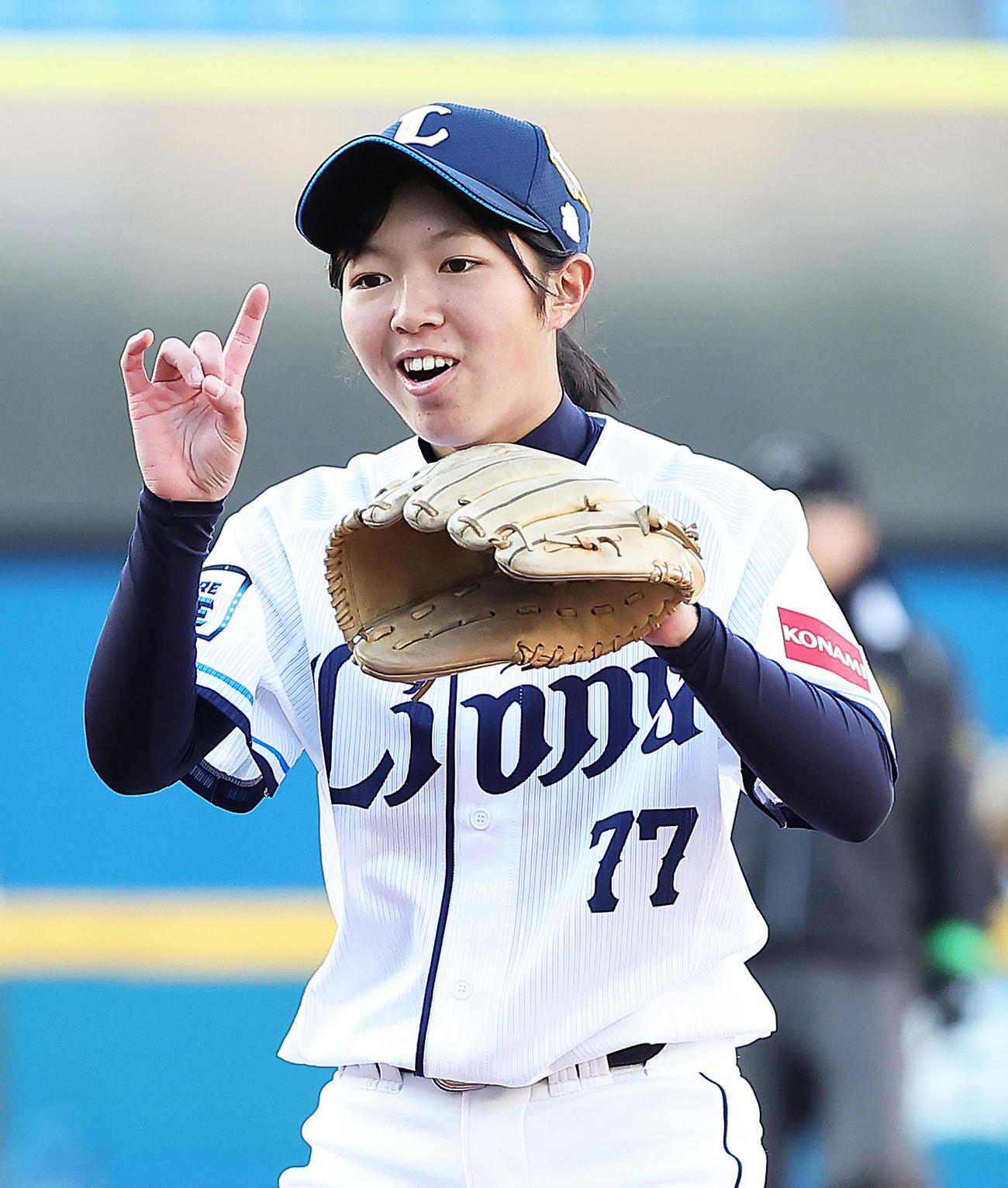 西武ジュニア対日本ハムシュニア　5回裏から登板した西武ジュニア清水（撮影・足立雅史）