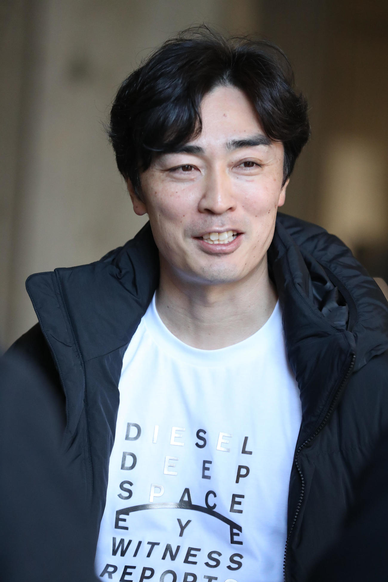 練習を終えた和田は報道陣に囲まれる（撮影・梅根麻紀）