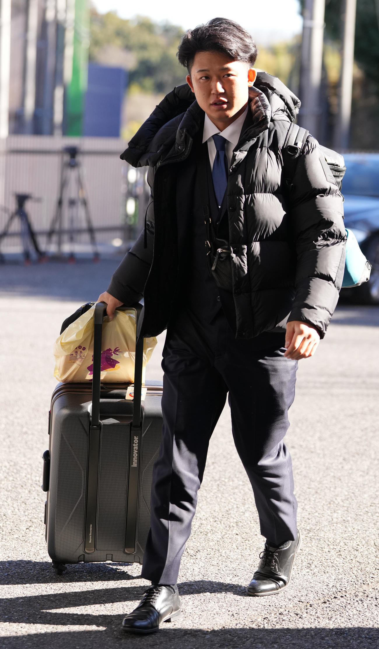 入寮した日本ハムドラフト2位進藤（撮影・鈴木みどり）
