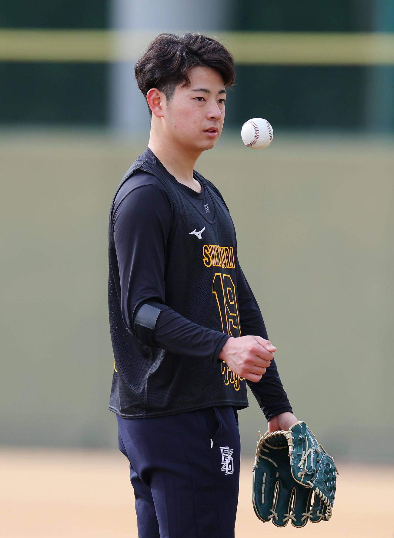 新人合同自主トレに臨む阪神下村（撮影・前田充）