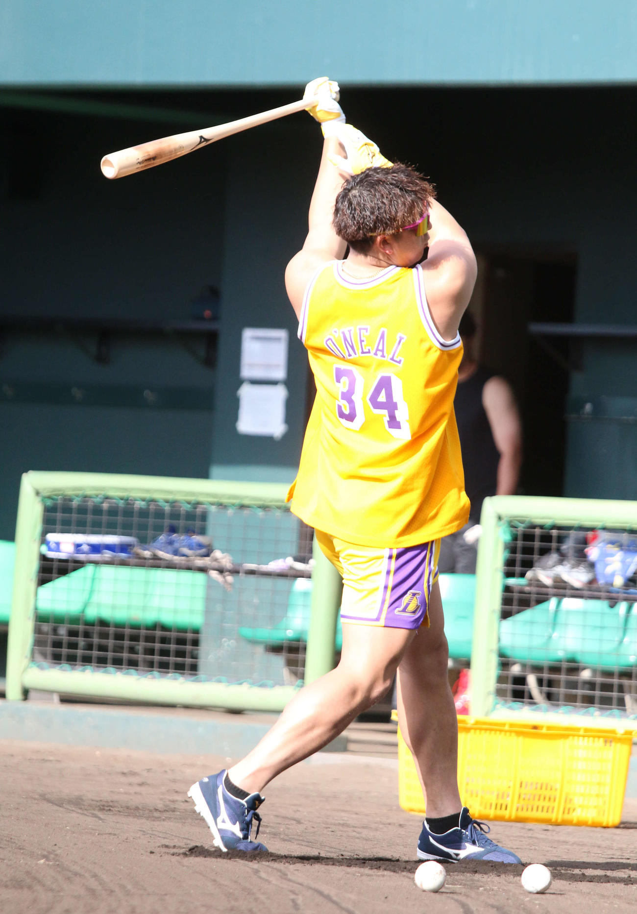 沖縄県内で自主トレを公開したオリックス杉本（撮影・木下大輔）