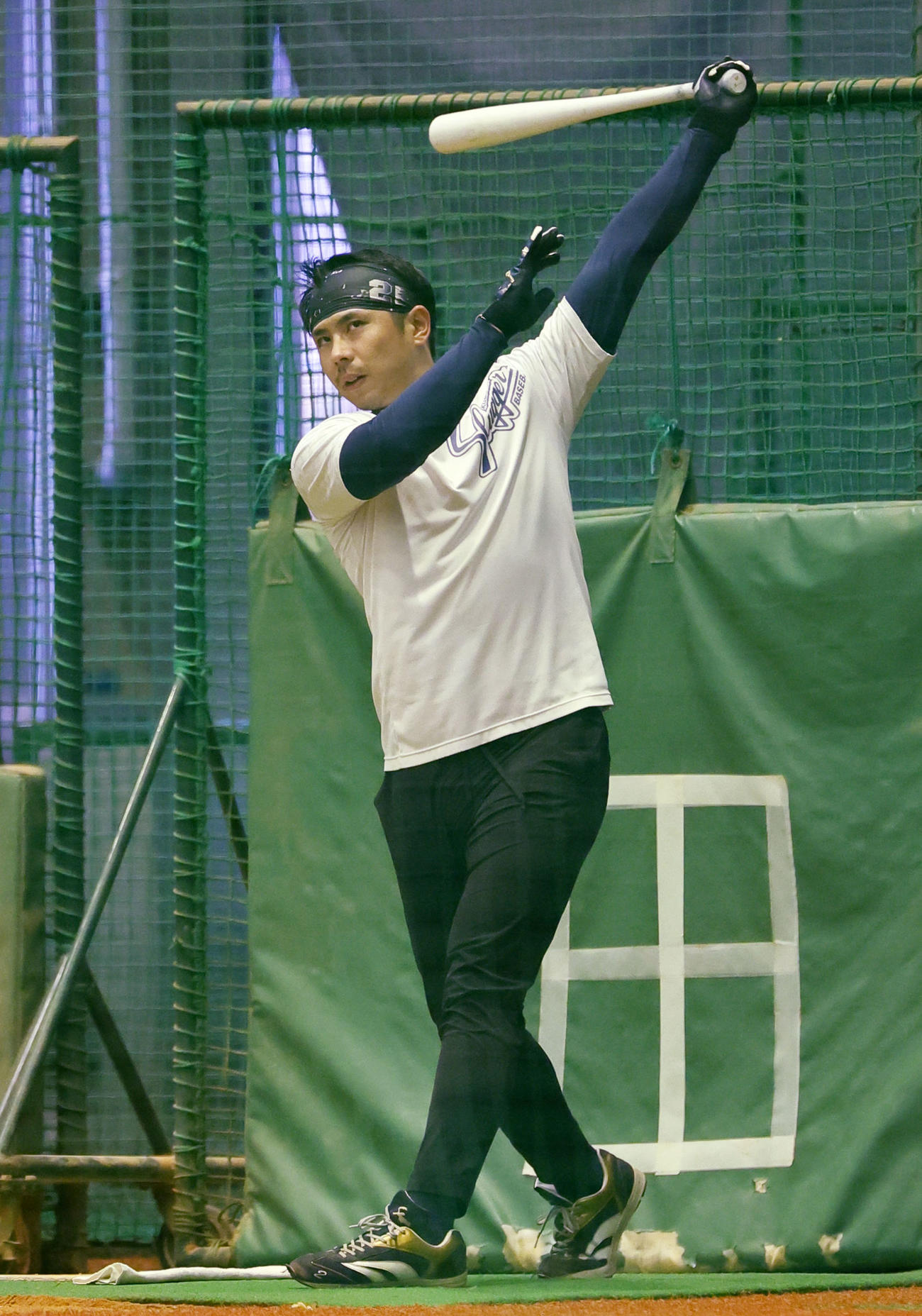 打撃練習するオリックス若月（撮影・藤尾明華）