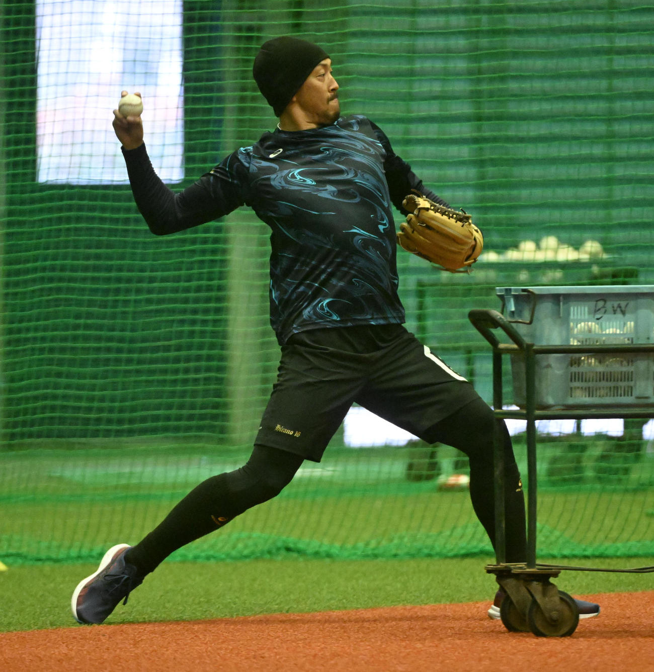 キャッチボールを行うオリックス平野佳（撮影・前岡正明）