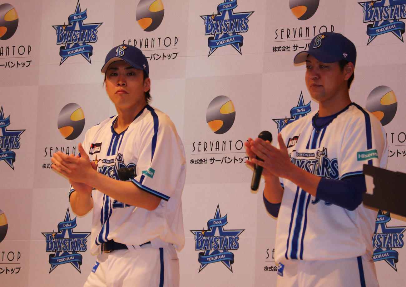 トークショーに出演したDeNA入江（左）と平良（撮影・小早川宗一郎）
