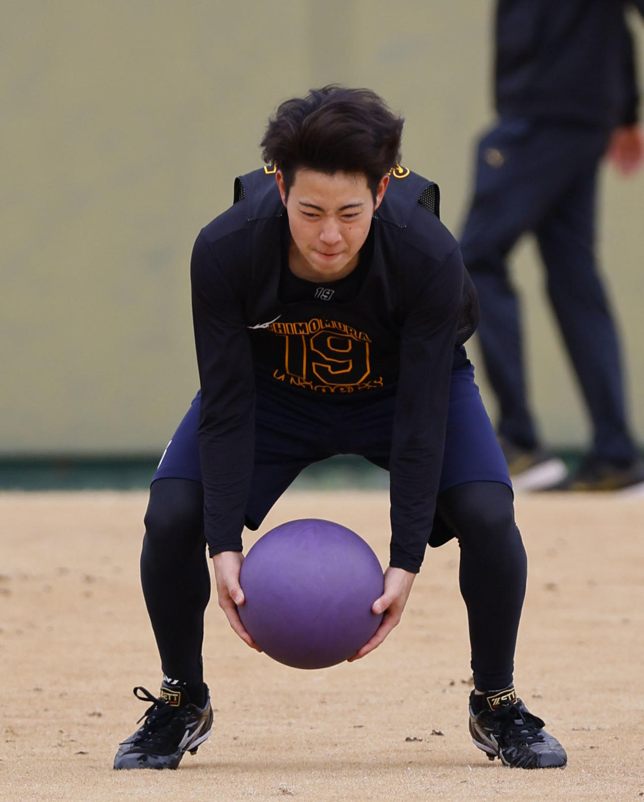 トレーニングする下村（撮影・藤尾明華）
