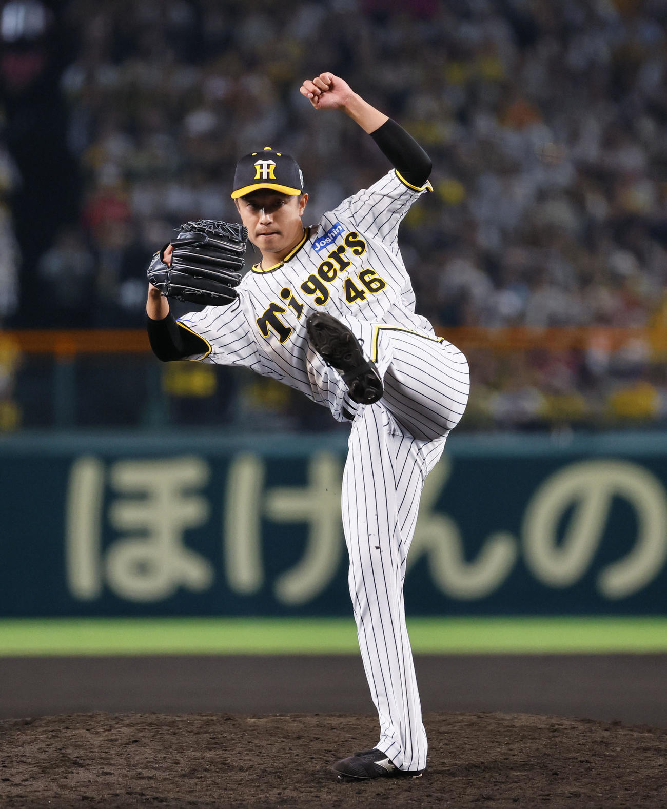 日本シリーズで登板した、阪神島本（2023年11月1日撮影）
