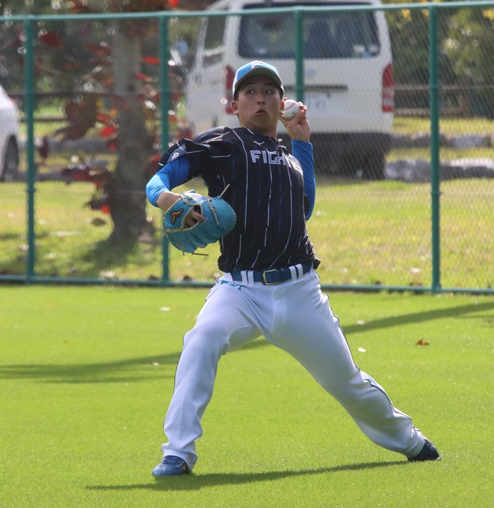 気合のこもった表情でボールを投げる日本ハム細野（撮影・永野高輔）