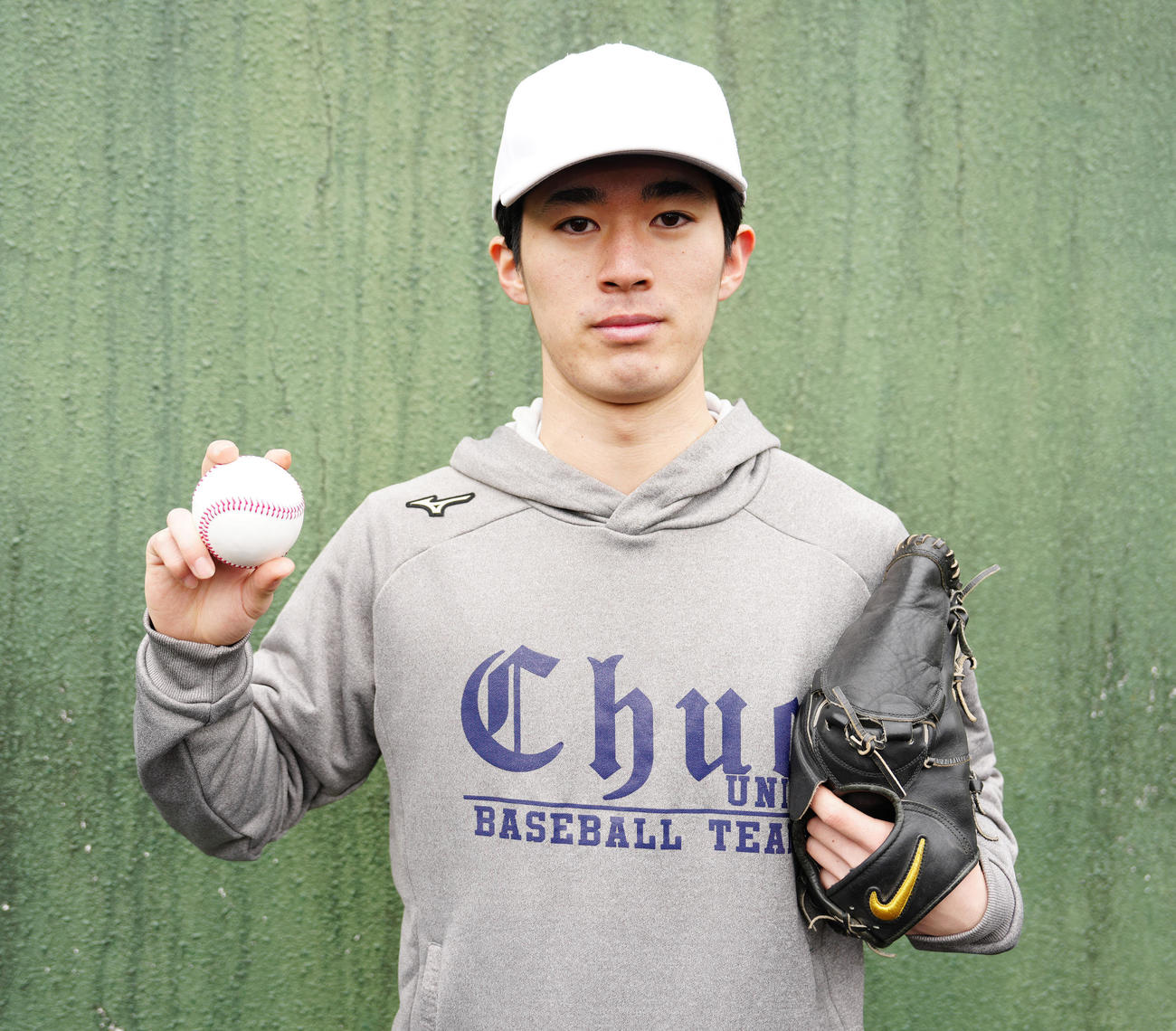 進学先である中大の練習に参加した大船渡・佐々木怜（撮影・江口和貴）
