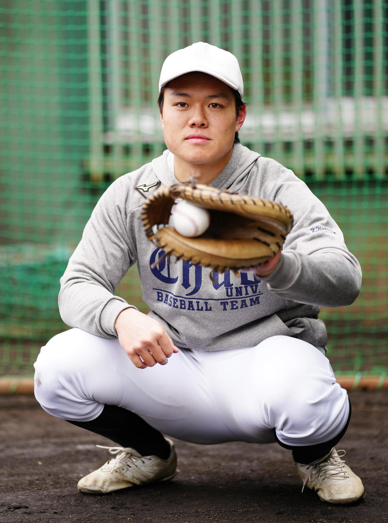 中大の練習に参加した浜松開誠館・新妻（撮影・江口和貴）