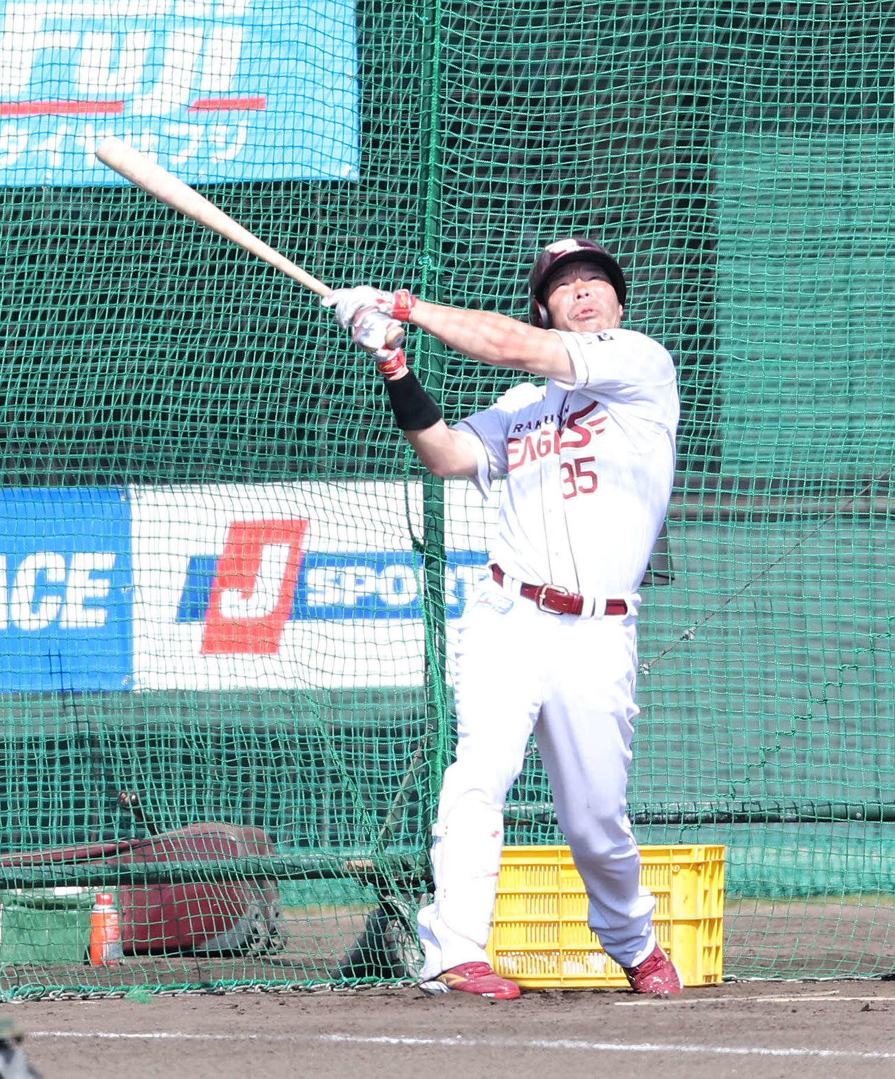 フリー打撃する楽天島内（撮影・鈴木正人）