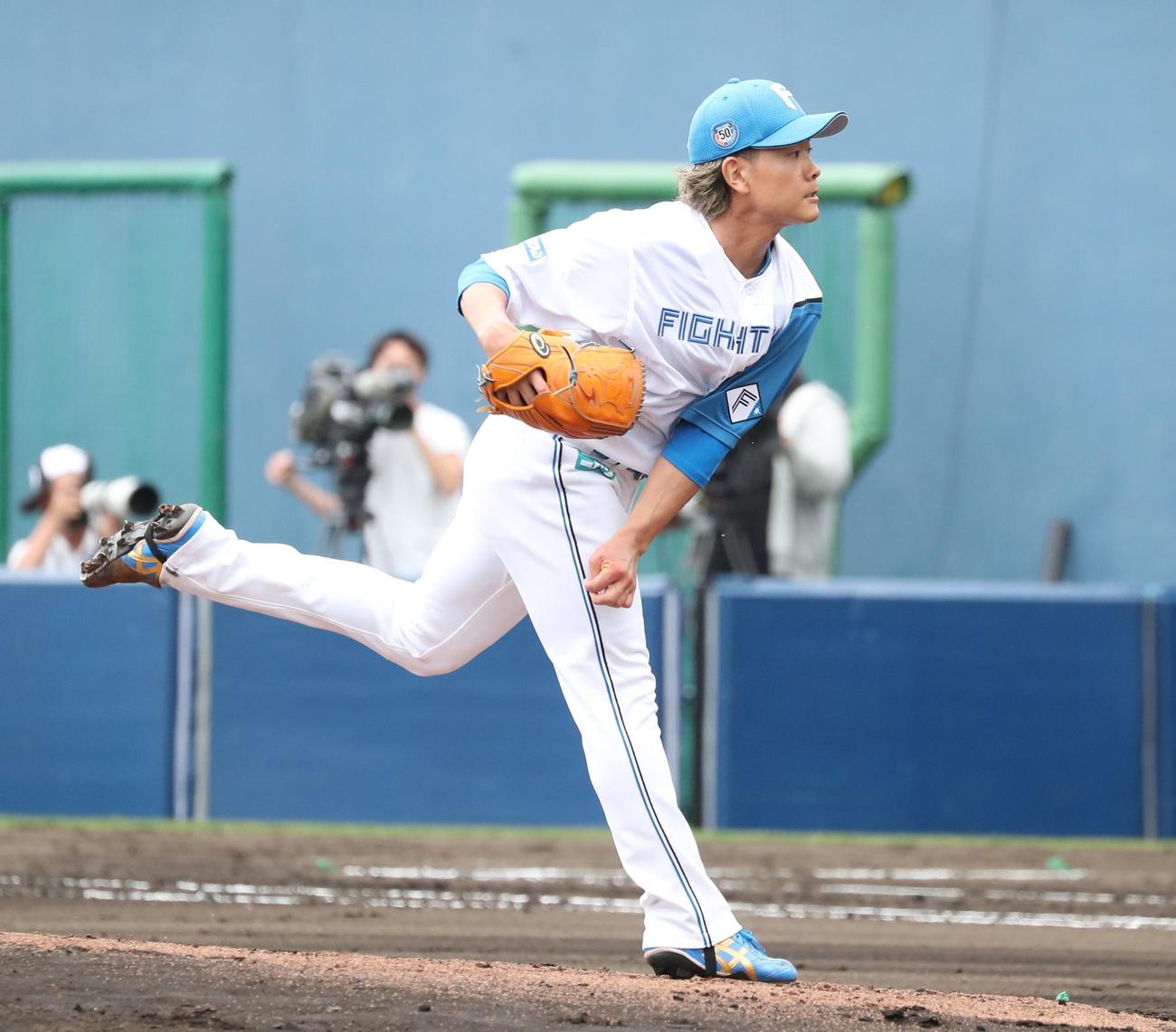 日本ハム紅白戦　3回に登板の白組福田俊（撮影・黒川智章）