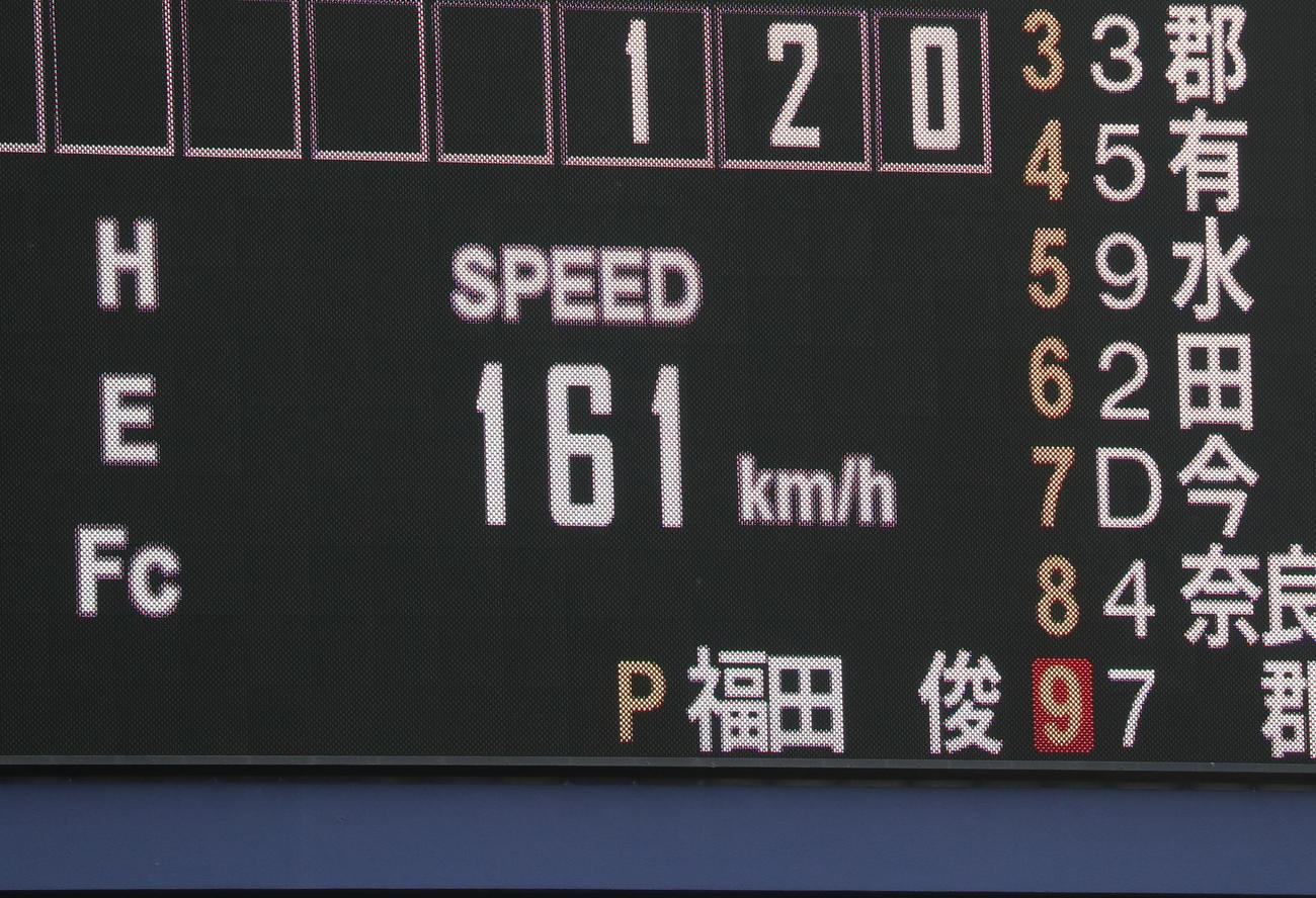 日本ハム紅白戦　3回裏、161キロを記録したザバラ（撮影・黒川智章）
