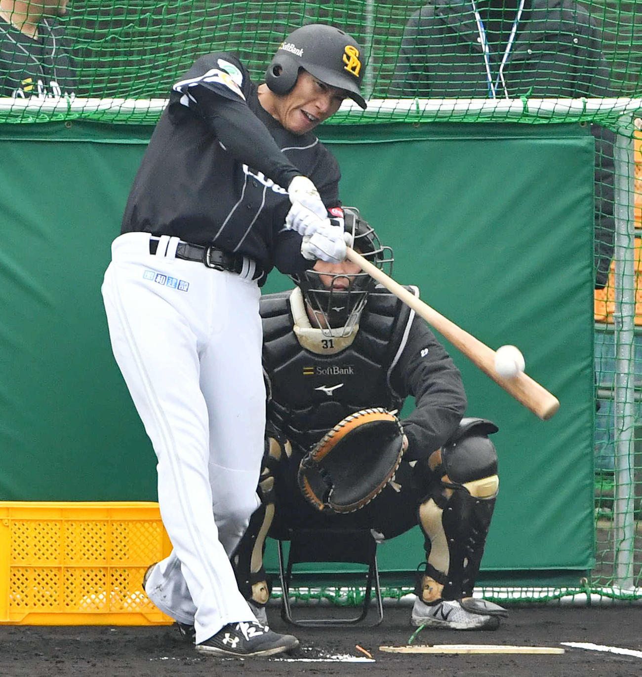 ランチ特打を行うソフトバンク柳田（撮影・岩下翔太）