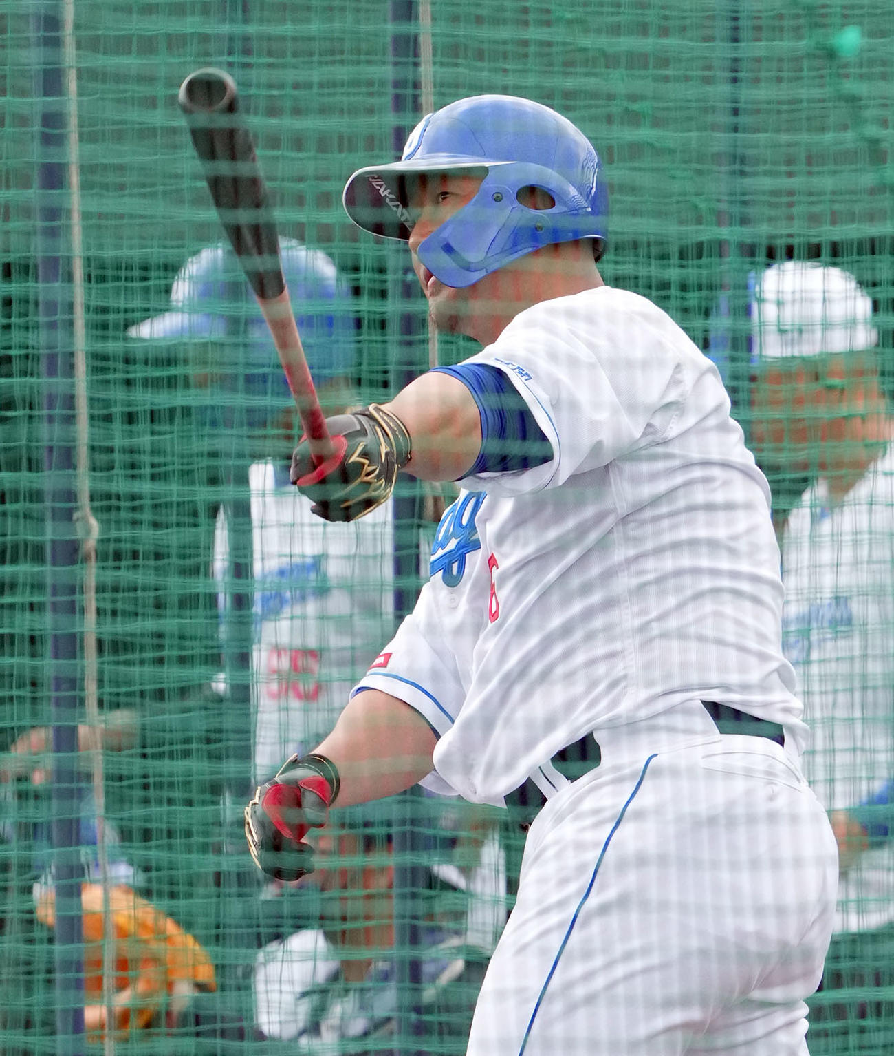 フリー打撃練習をする中田（撮影・森本幸一）