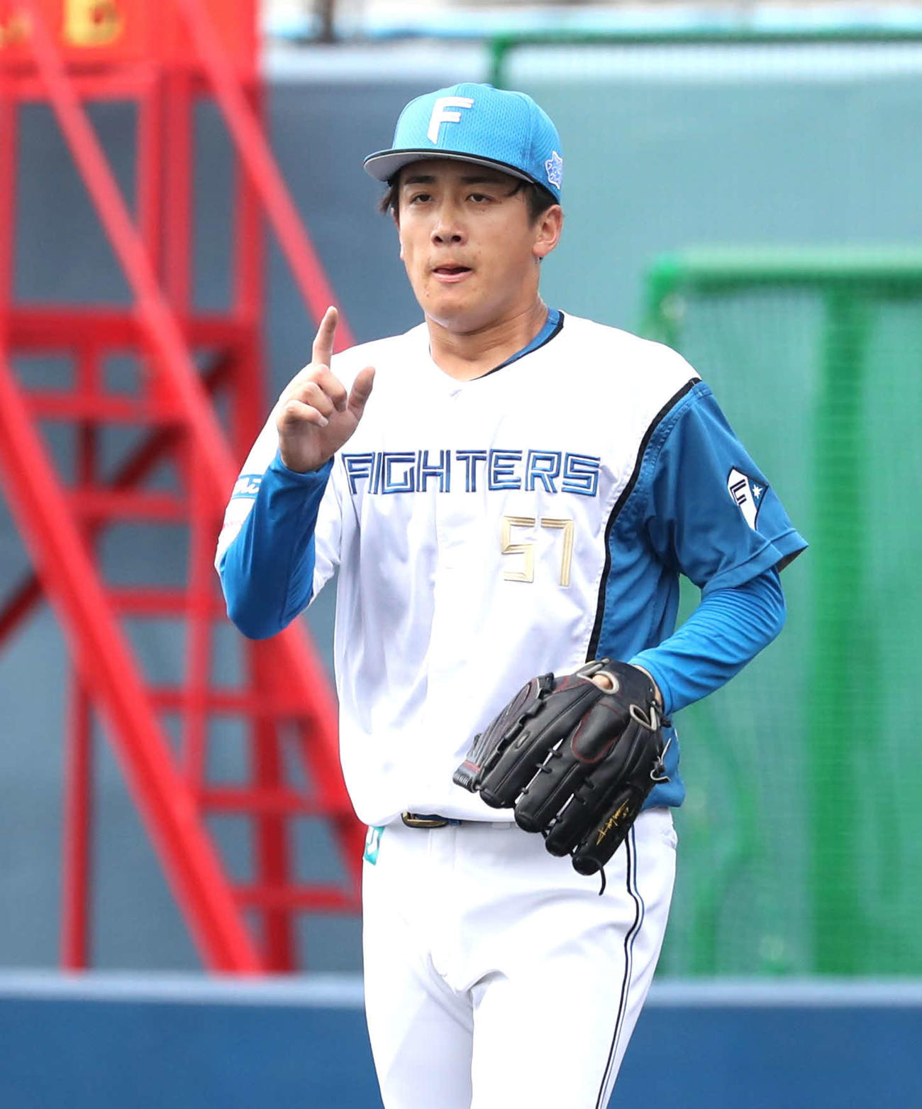 日本ハム紅白戦　2回を無安打に抑える白組先発の北山（撮影・黒川智章）