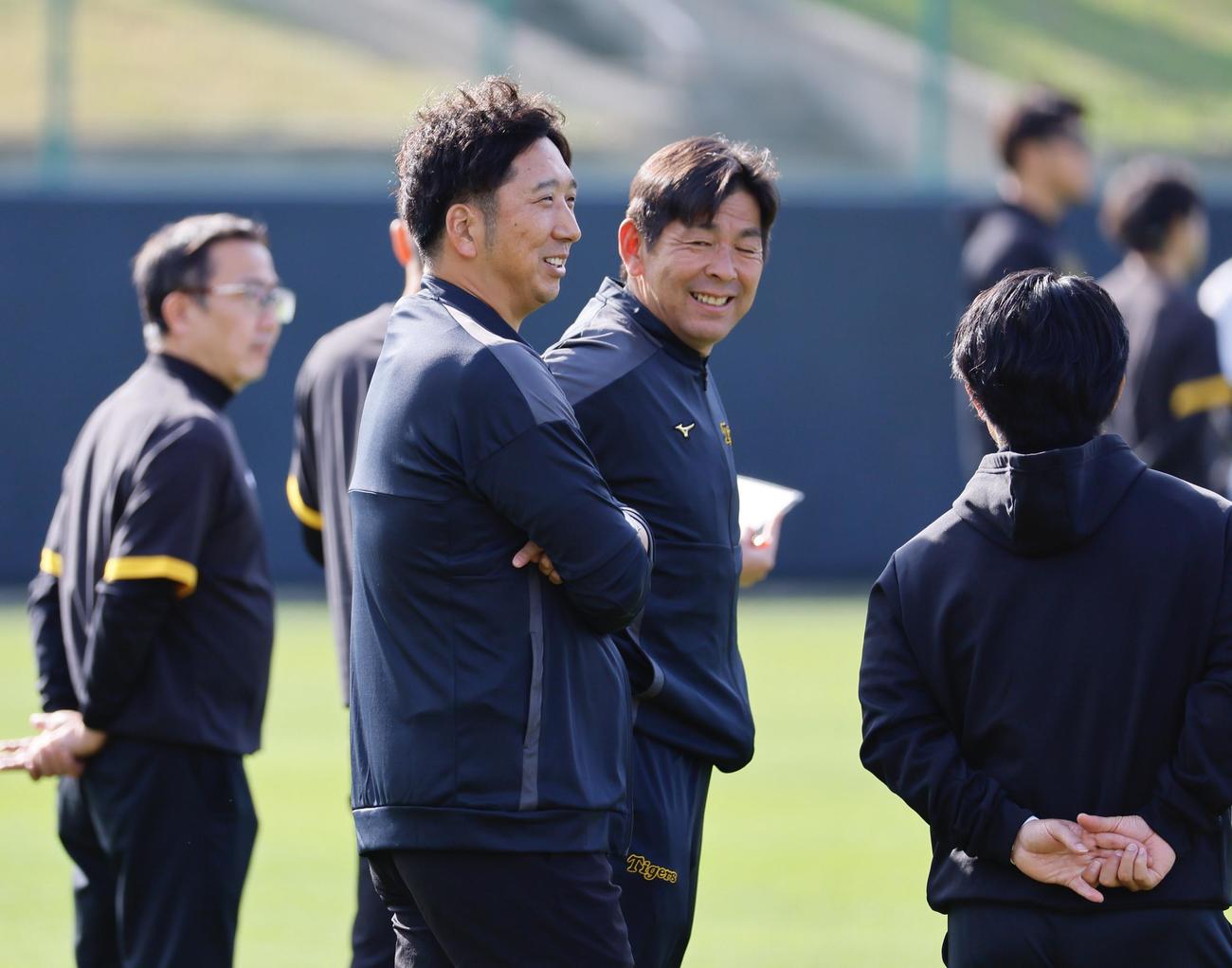 阪神春季キャンプ　練習を見つめる藤川球児SA（撮影・藤尾明華）