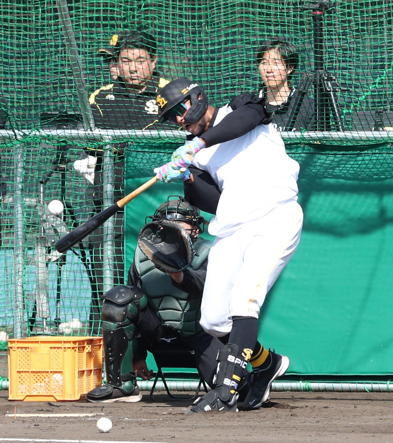 打撃練習をするウォーカー（撮影・梅根麻紀）