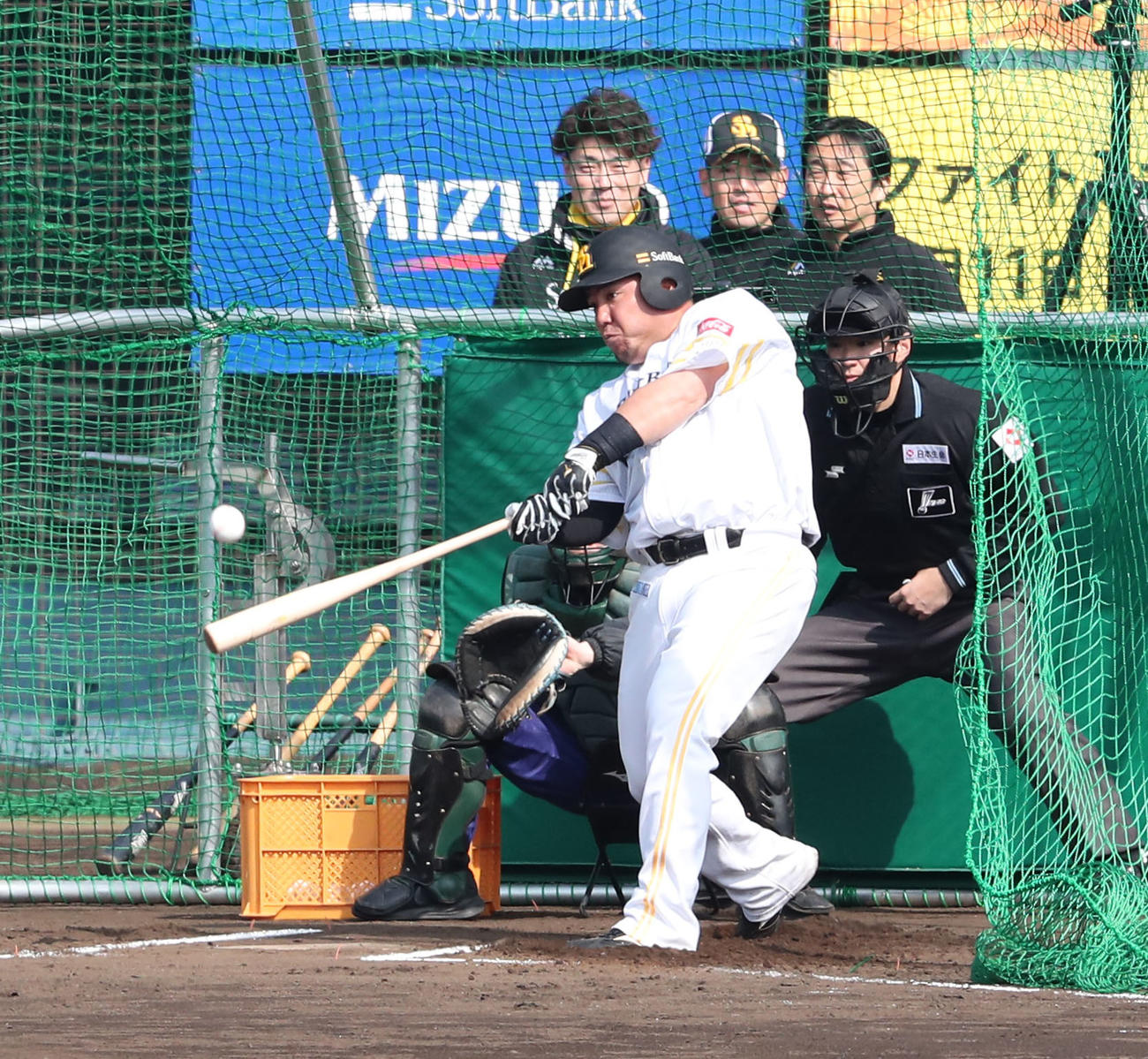 フリー打撃で快音を響かせる山川（撮影・梅根麻紀）