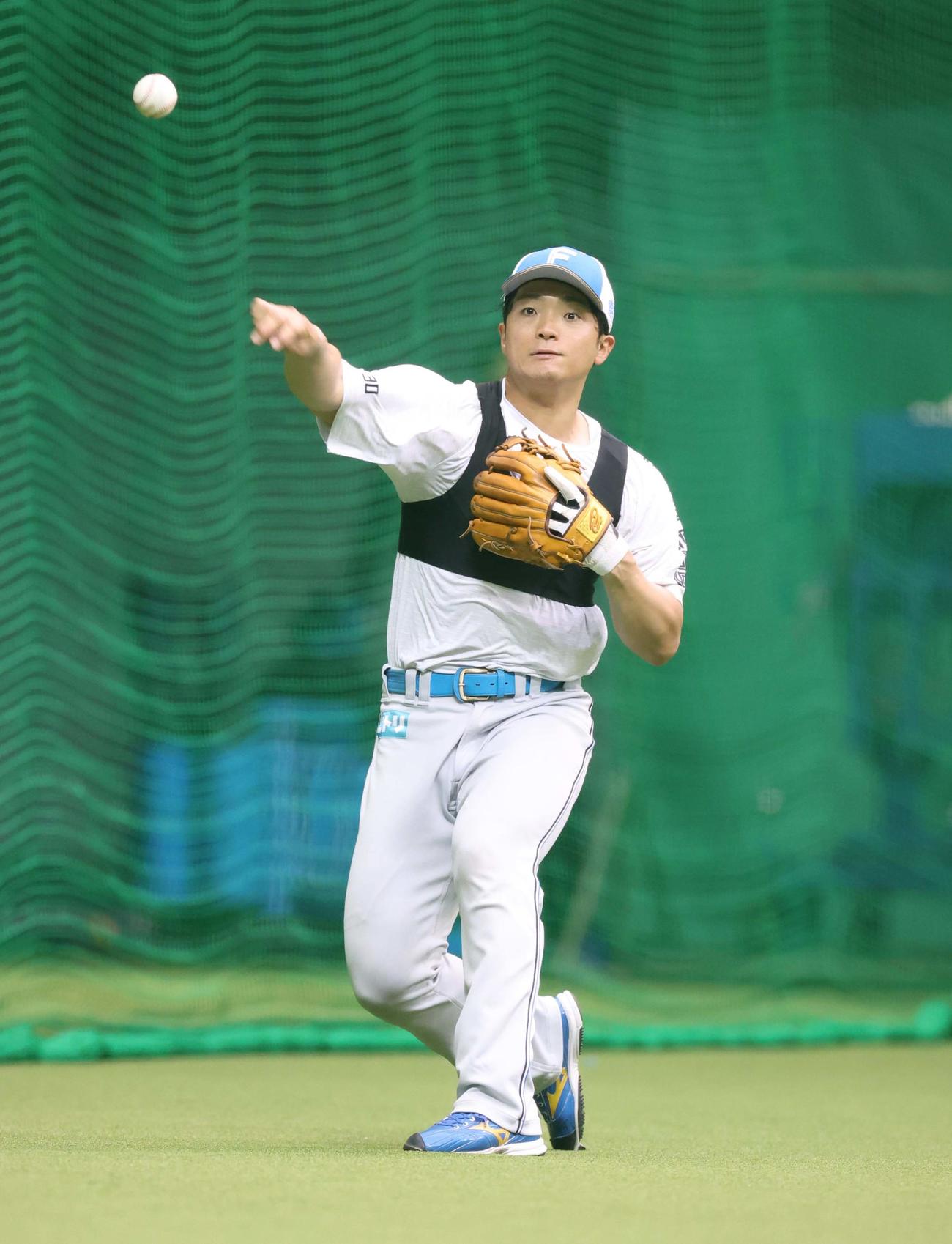 ノックを受ける日本ハム郡司