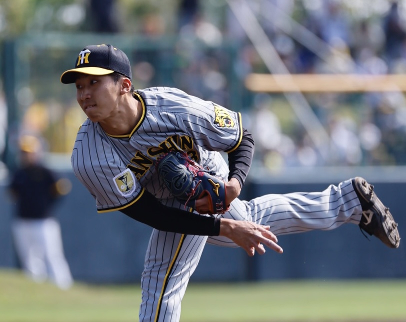 阪神春季キャンプ　紅白戦で先発した紅組茨木秀俊（撮影・藤尾明華）