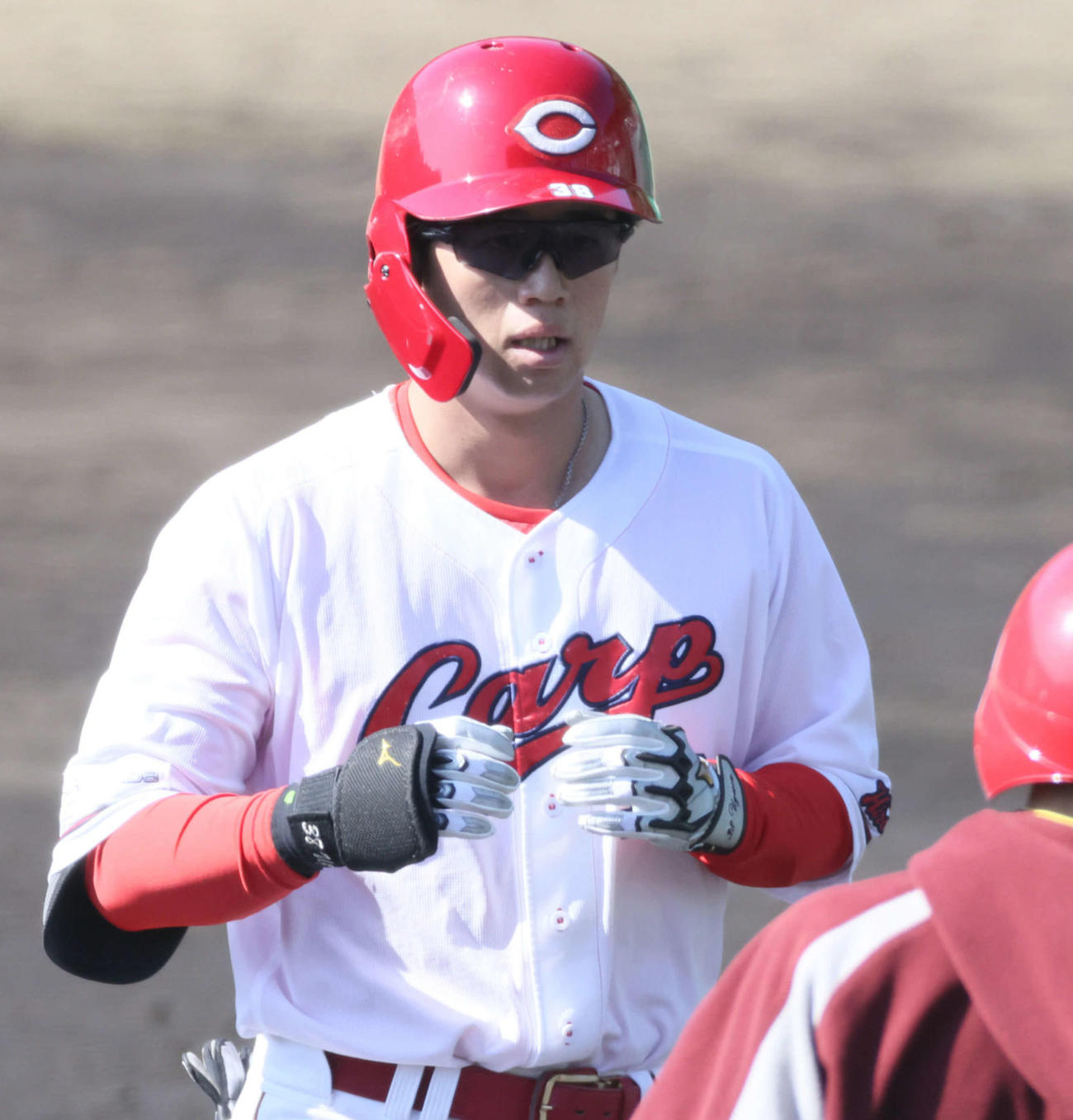 シート打撃で安打を放った広島宇草（撮影・加藤孝規）