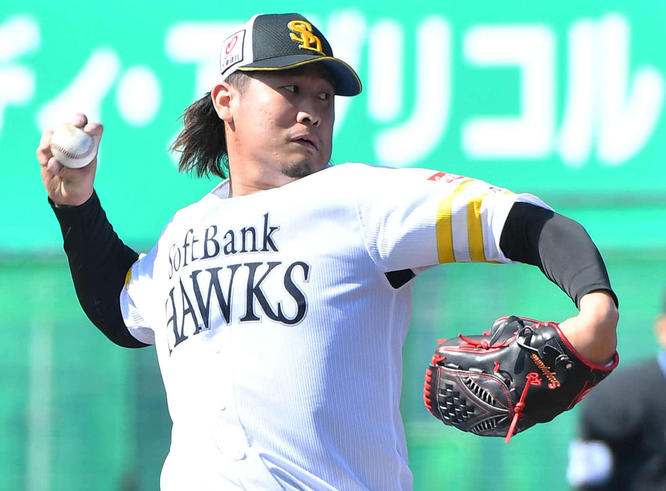 シート打撃に登板したソフトバンク杉山（撮影・岩下翔太）