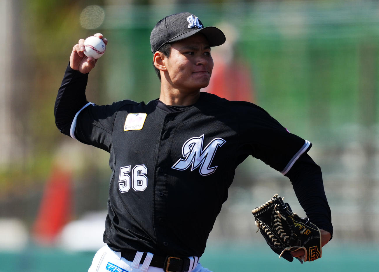 楽天対ロッテ　力投するロッテ先発の中森（撮影・横山健太）
