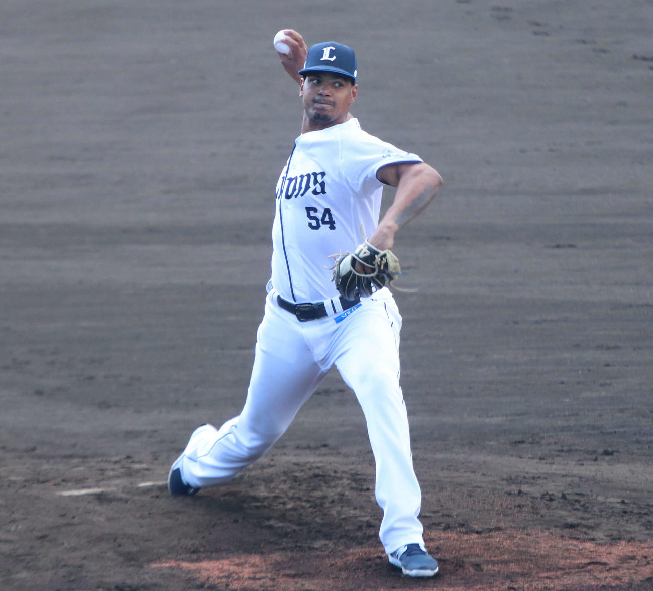 ライブBPに登板した西武アブレイユ（撮影・山崎純一）