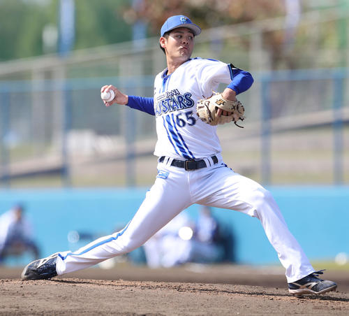 DeNA対日本ハム DeNA2番手の宮城(撮影・佐藤翔太)