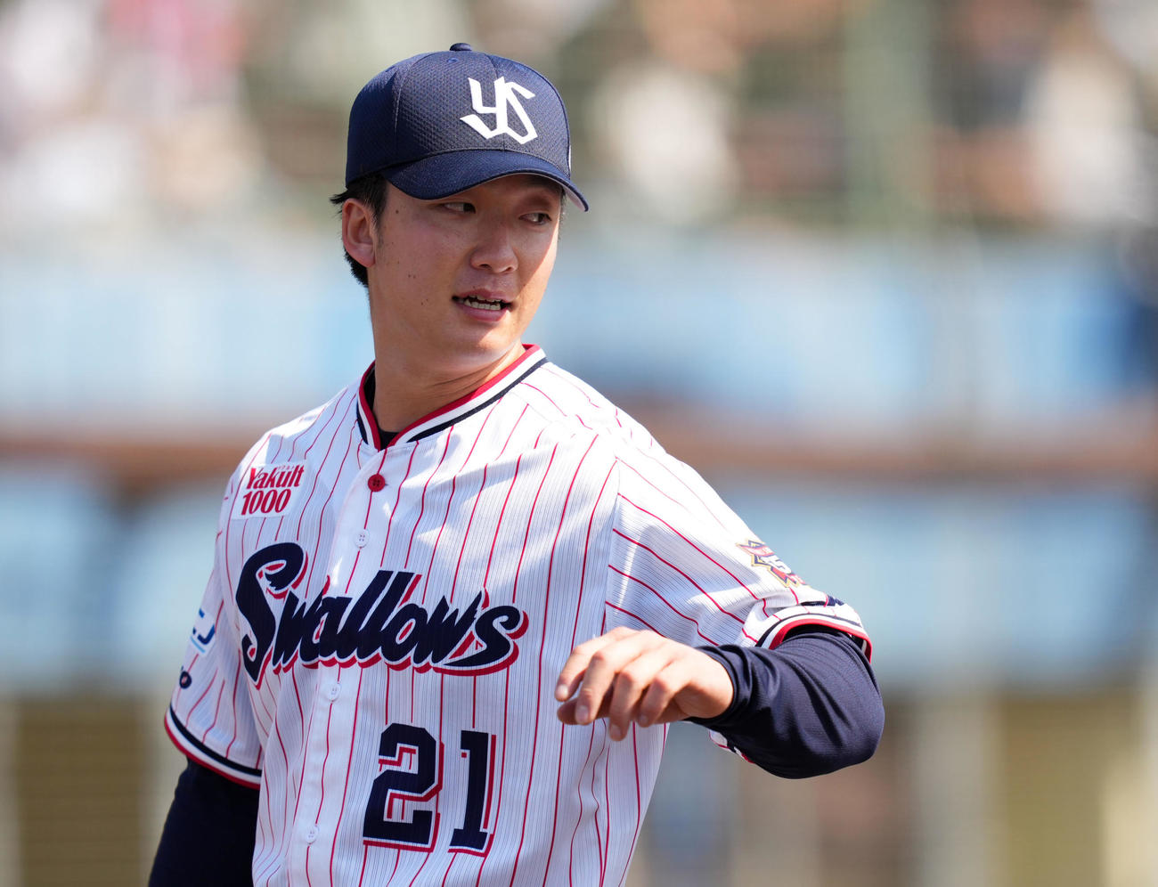 ヤクルト対ロッテ　2回表を無失点に抑え引き揚げるヤクルト吉村（撮影・横山健太）