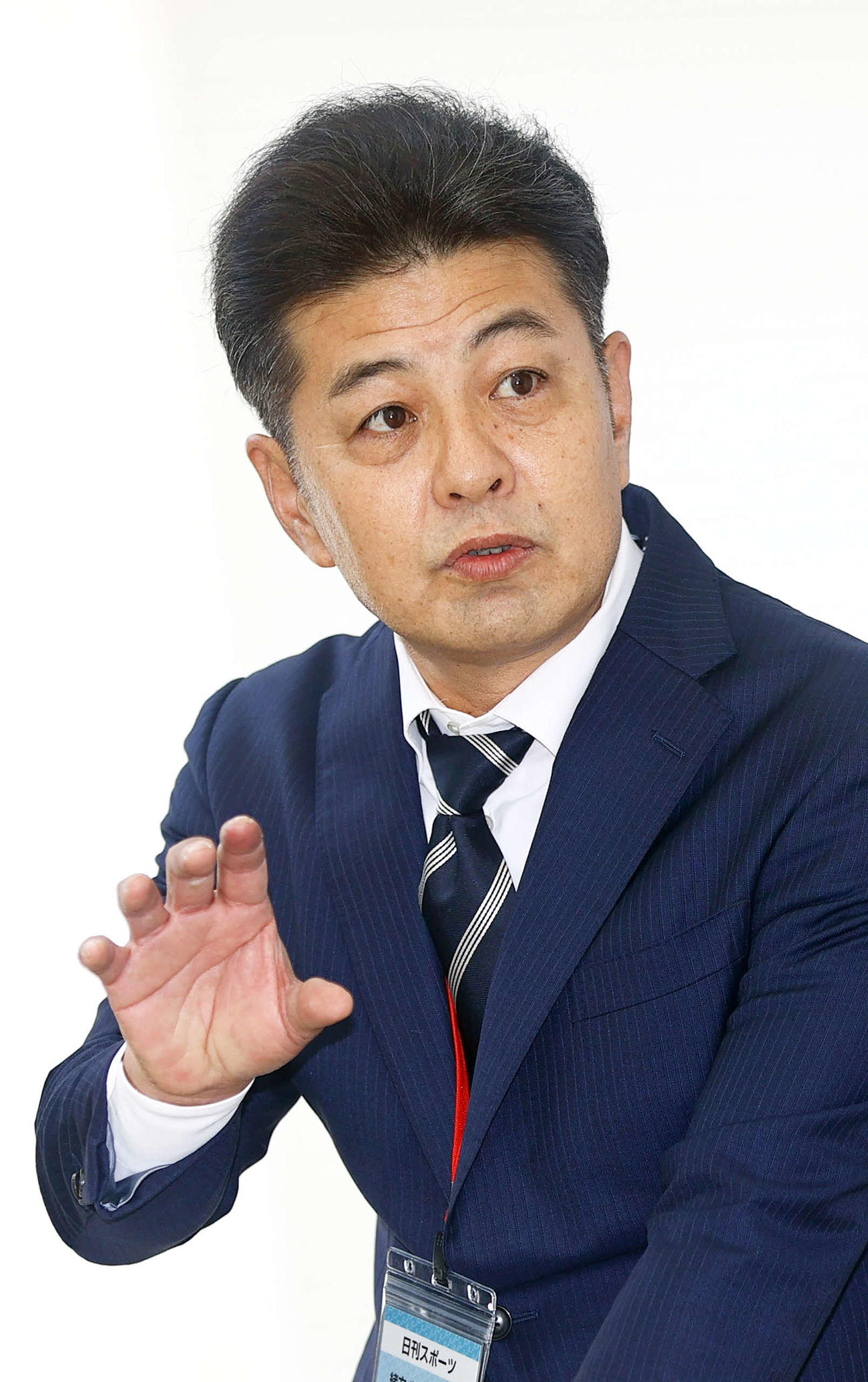 日刊スポーツ評論家の緒方氏（撮影・上山淳一）