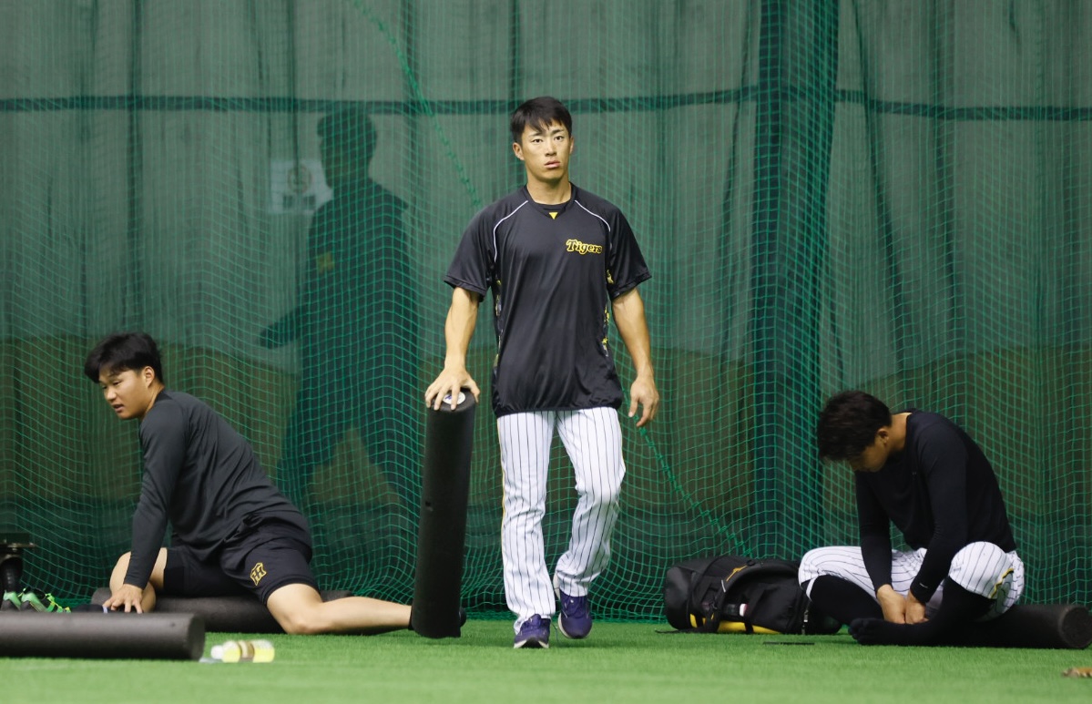 阪神春季キャンプ1軍に合流した福島（撮影・藤尾明華）