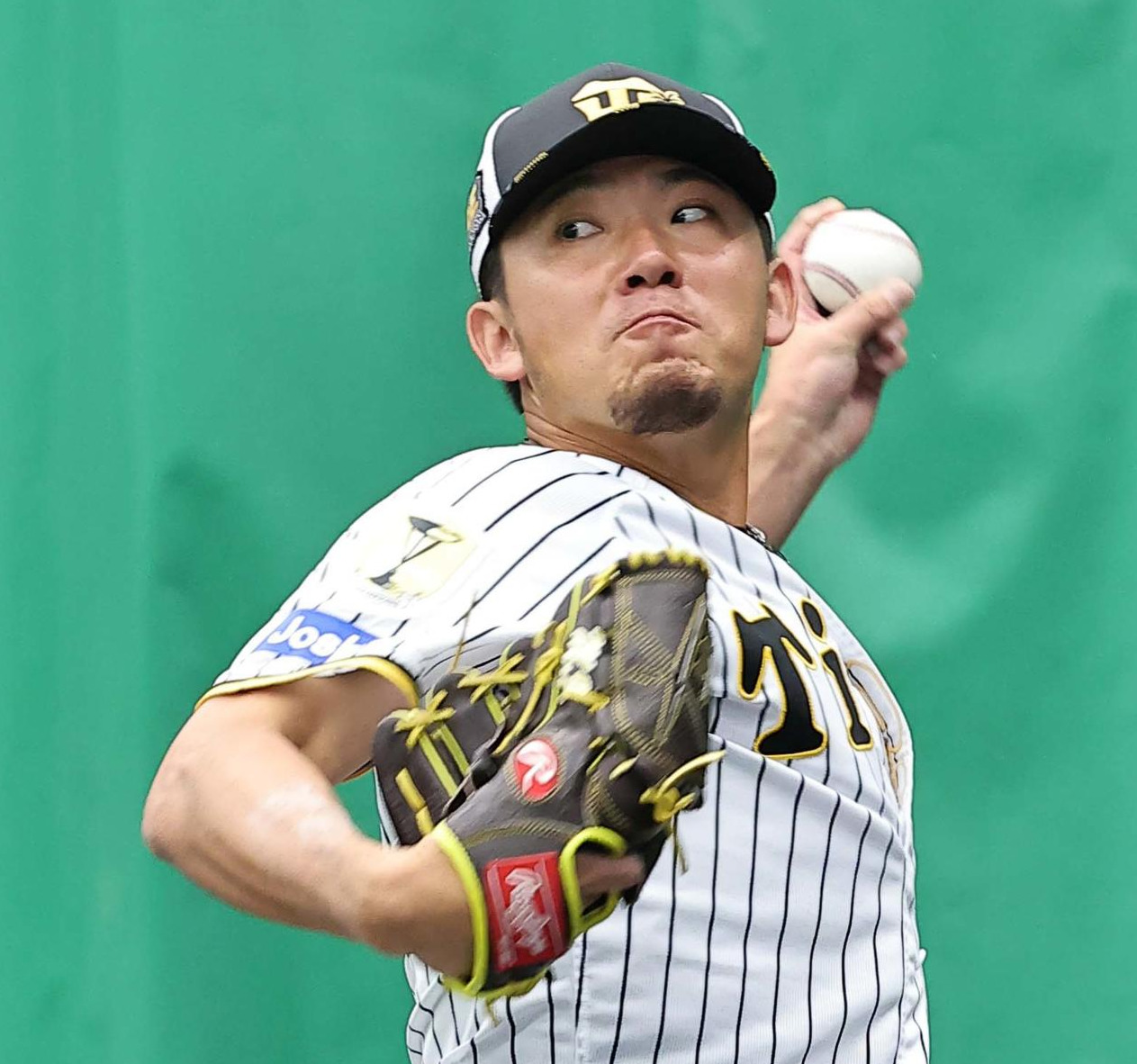 ブルペンで投球練習をする伊藤将（撮影・上田博志）