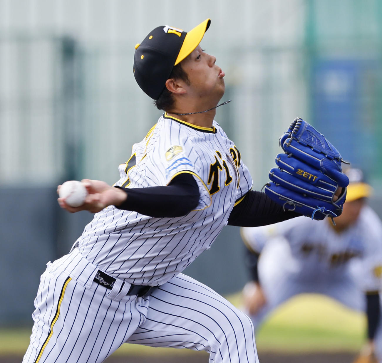 練習試合　楽天戦に先発した阪神青柳（撮影・藤尾明華）