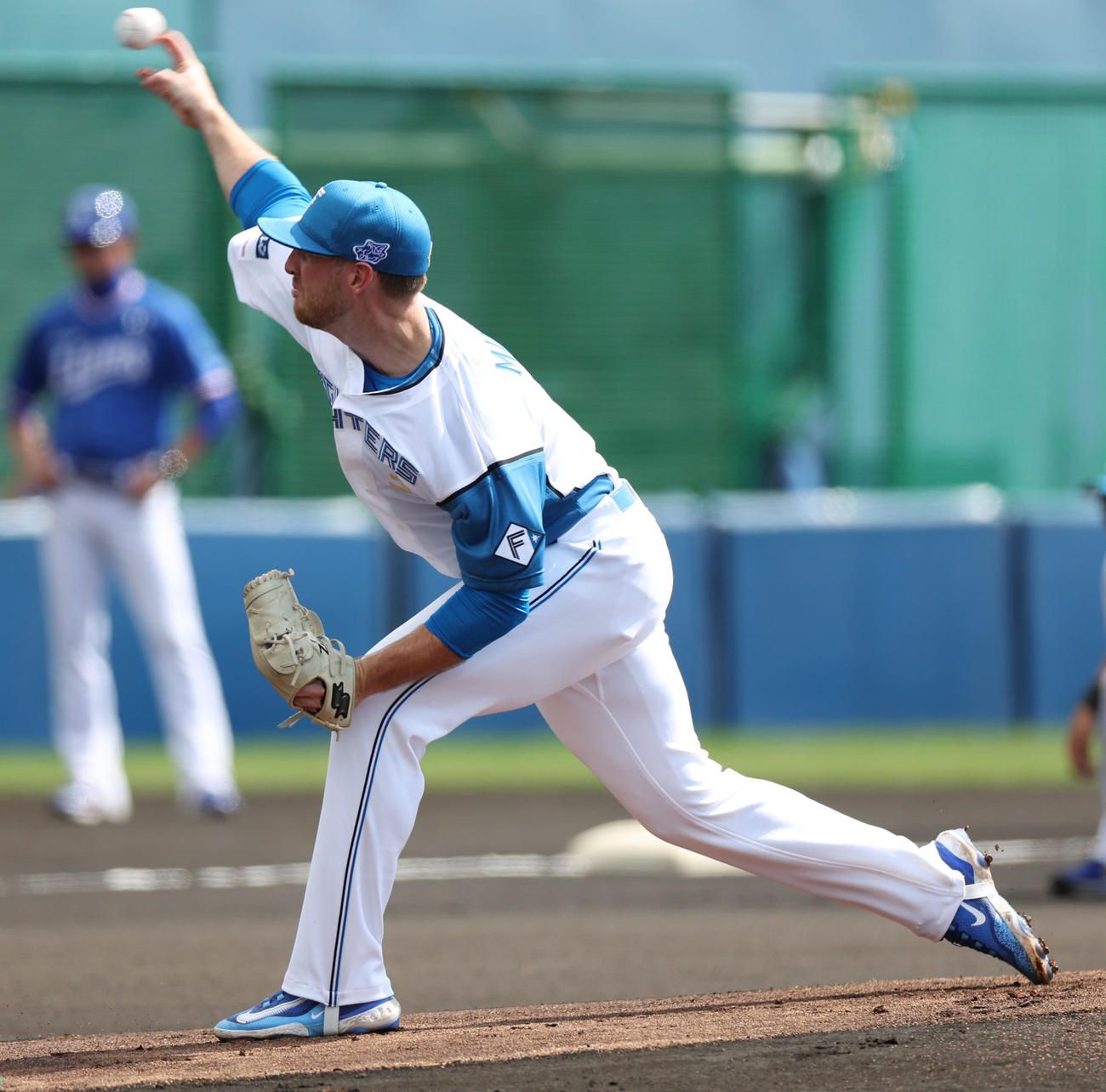 日本ハム対サムスン　力投する日本ハム先発のマーフィー（撮影・佐藤翔太）