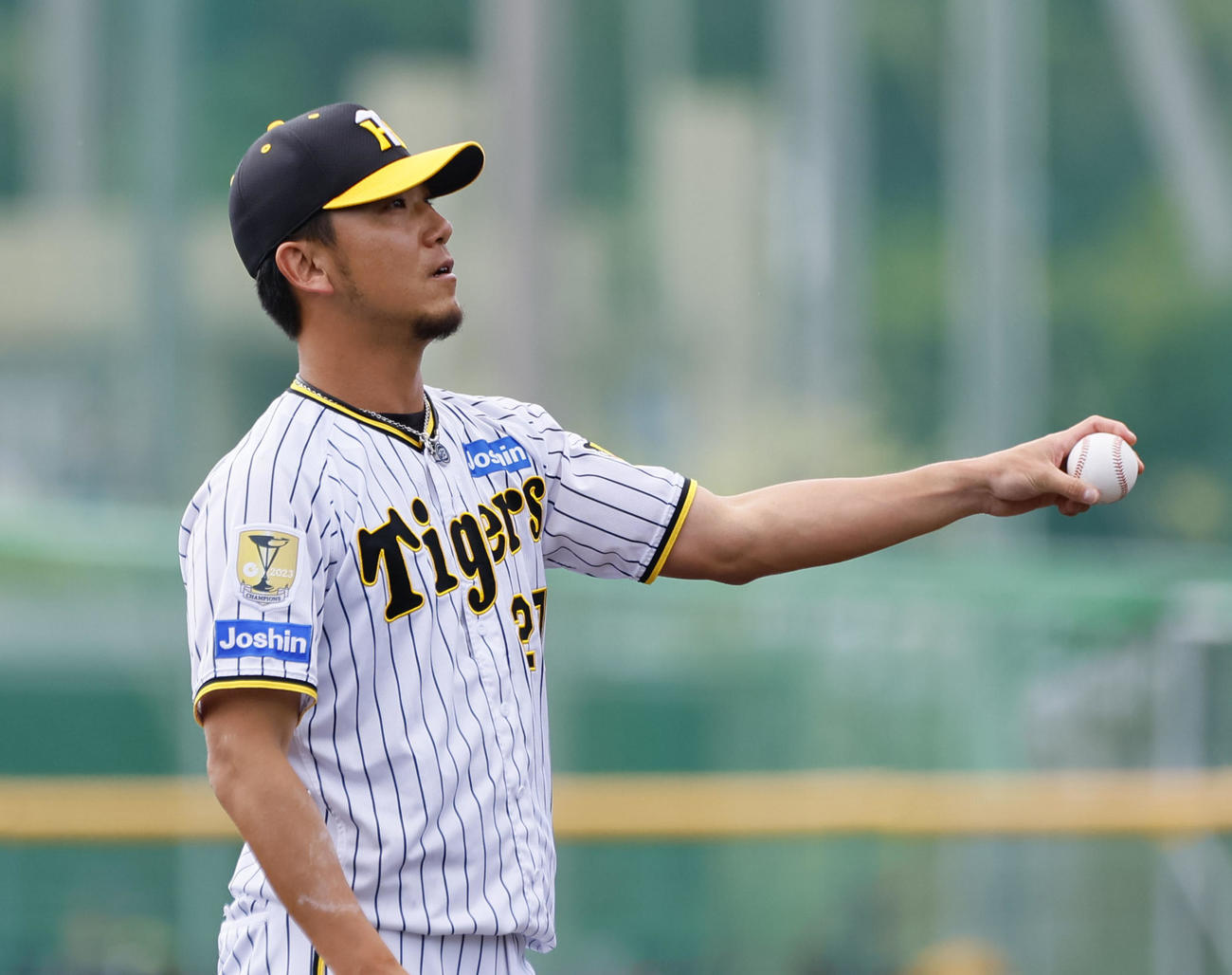 練習試合　阪神対楽天　1回1安打1四球の伊藤将（撮影・藤尾明華）