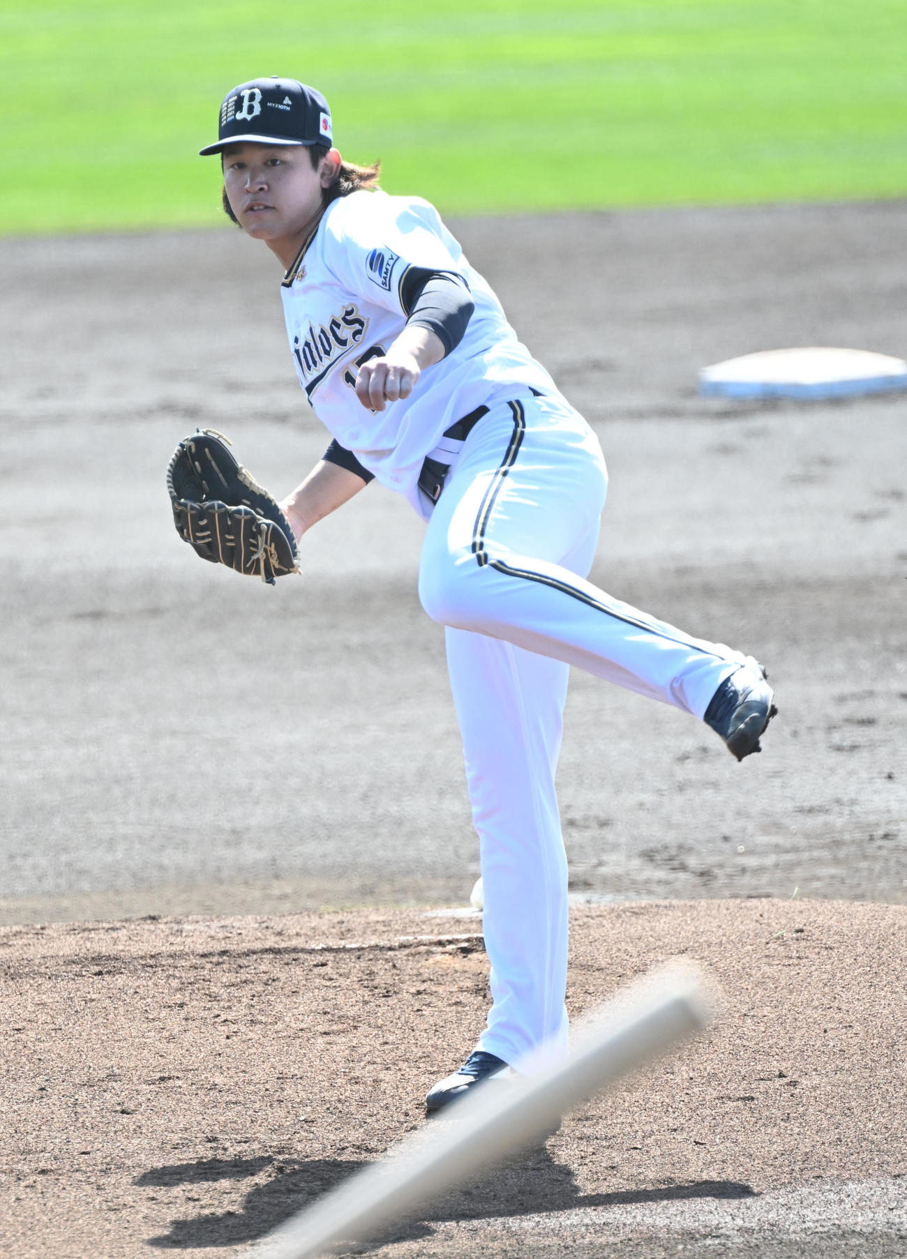 日本新薬戦に先発し2回を2安打無失点に抑えたオリックス先発の宮城（撮影・和賀正仁）