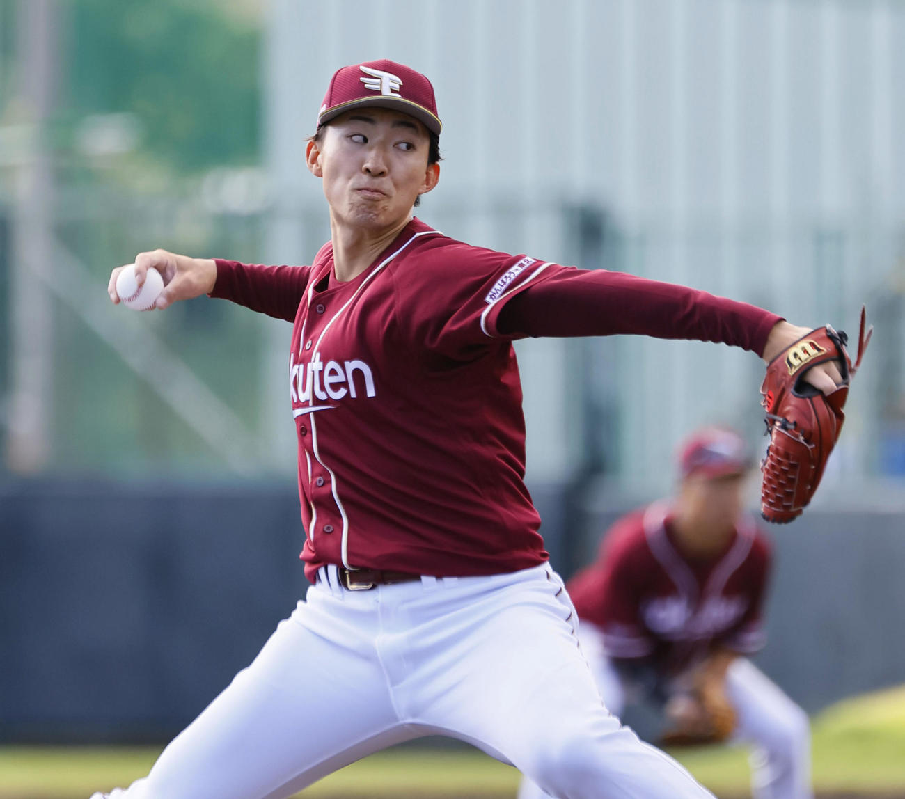 練習試合　阪神対楽天　6回、5番手で4登板した楽天荘司（撮影・藤尾明華）