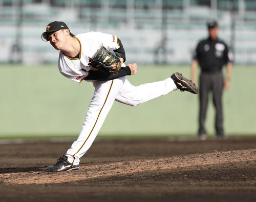 巨人対サムスン 9回表、巨人7番手で登板する京本(撮影・河田真司)