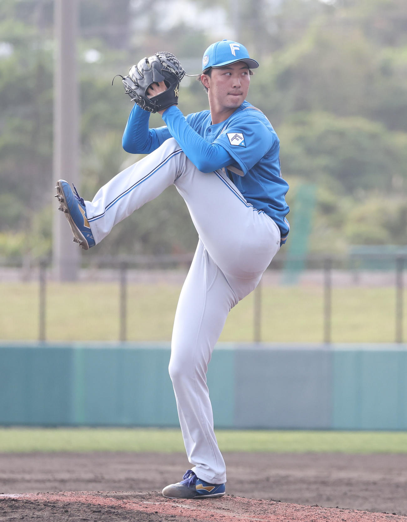 楽天対日本ハム　日本ハム5番手の柳川（撮影・佐藤翔太）