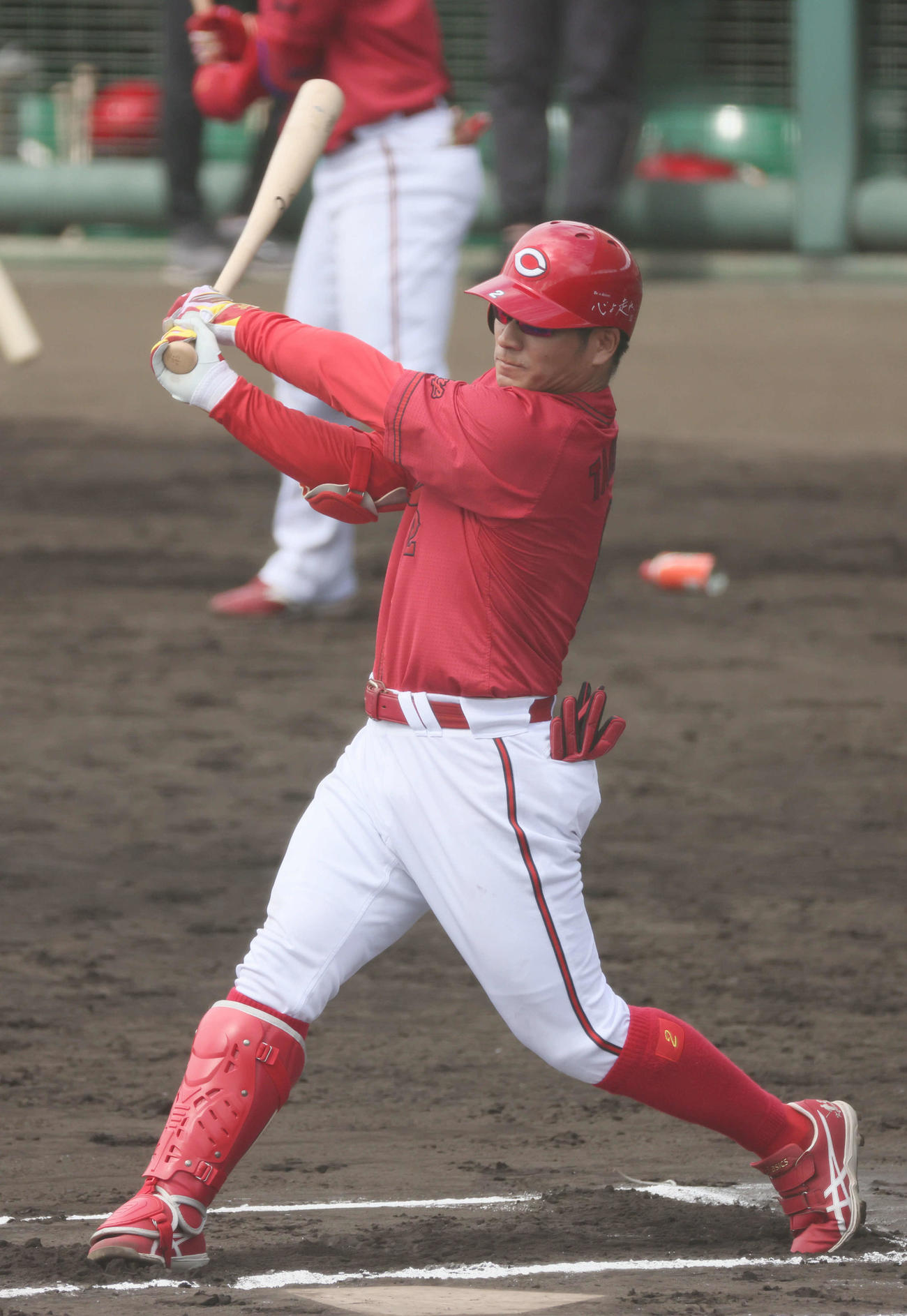 シート打撃に入った広島田中（撮影・加藤孝規）